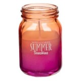 Lumanare decorativa in borcan, Alb cu imprimeu fuchsia, &Oslash;5.4x9cm, 15 ore ardere, CMCLASS