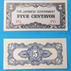 Bancnota Ocupatia japoneza in Filipine 5 Centavos 1942 - in stare foarte buna