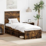 Cumpara ieftin Cadru de pat Stejar fumuriu 75 x 190 cm Lemn de pin masiv