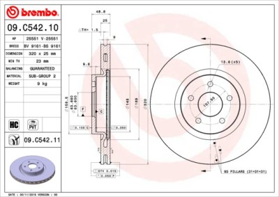BREMBO 09.C542.11 PRIME LINE - UV Coated Disc frana foto