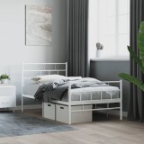 Cumpara ieftin Cadru de pat metalic cu tăblie de cap/picioare, alb, 90x200 cm