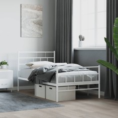 vidaXL Cadru de pat metalic cu tăblie de cap/picioare, alb, 107x203 cm 355722