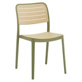 Cumpara ieftin Scaun stivuibil Mobikon, plastic verde/bej, 44x55x82 cm, sarcina 100 kg, interior/exterior