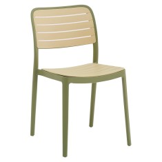 Scaun stivuibil, plastic verde/bej, Kardos 44x55x82 cm