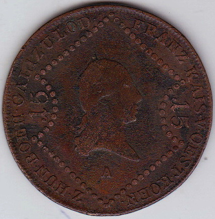 1. Austria 15 Kreuzer 1807 A Viena moneda URIASA diametru 36 mm