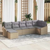 Cumpara ieftin Set de canapele pentru grădină 7 pcs Bej Rattan poli