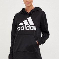 adidas Performance hanorac de antrenament Big Logo femei, culoarea negru, cu glugă, cu imprimeu