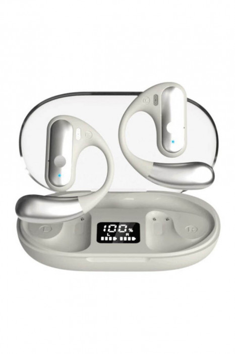 Casti Wireless Sport, Ear Hook, Bluetooth 5.3, Display LED, Control Tactil, Microfon, Latenta Scazuta, Anulare Zgomot, Efect Sunet Panoramic 360 &deg;, Po