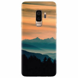 Husa silicon pentru Samsung S9 Plus, Blue Mountains Orange Clouds Sunset Landscape