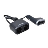 Priza auto tripla Automax 12V/ 24V DC , cu 3 iesiri DC + 1 iesire USB