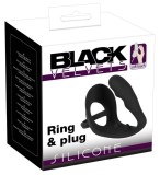 Inel pentru penis/bile cu plug anal pentru stimularea punctului P Ring &amp; plug