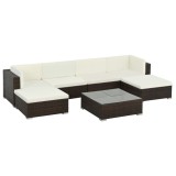 Gossi set mobilier de gradina cu perne, 7 piese, maro, poliratan