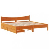Cumpara ieftin Cadru de pat cu sertare maro ceruit, 200x200 cm, lemn masiv pin