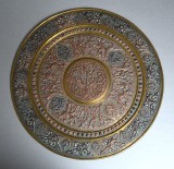 Placă de perete indiană de alama si cupru Tanjore India sfarsit de sec XIX-inceput de secol XX