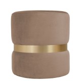 Taburet Ring, fix, rotund, material textil, gri maroniu + auriu, 38 x 38 x 40 cm