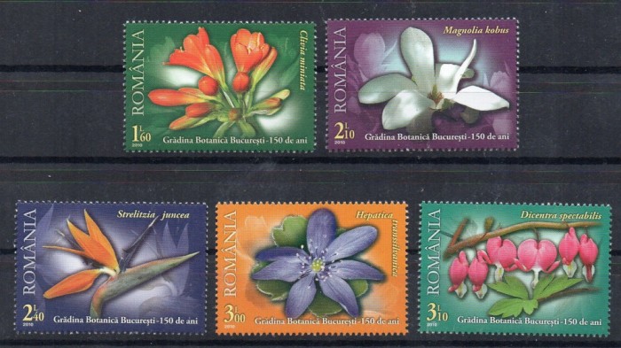 Flora, flori - 150 de ani de la inaugurarea Grădinii Botanice din București, 2010, LP 1871, MNH
