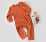 Cumpara ieftin Salopeta cu fermoar cu maneca lunga si pantaloni lungi din 95%bumbac organic si 5% elastan - Portocaliu BabyCosy (Marime: 6-9 luni)