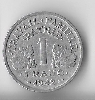 Moneda 1 franc 1942 - Franta foto