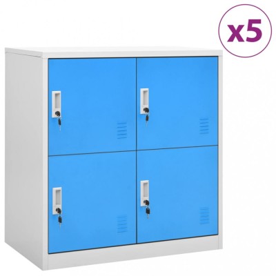 vidaXL Dulapuri vestiar 5 buc. gri deschis/albastru 90x45x92,5 cm oțel foto