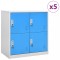 vidaXL Dulapuri vestiar 5 buc. gri deschis/albastru 90x45x92,5 cm oțel 3095228
