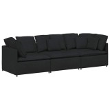 Canapea modulara cu perne, negru, textil