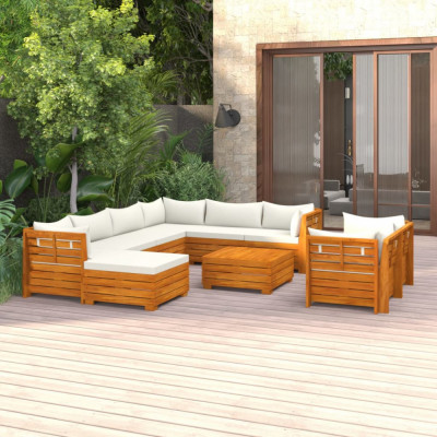 vidaXL Set mobilier grădină cu perne, 10 piese, lemn masiv de acacia foto