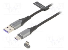 Cablu magnetic USB 2.0 VENTION 1,5m negru 480Mbps