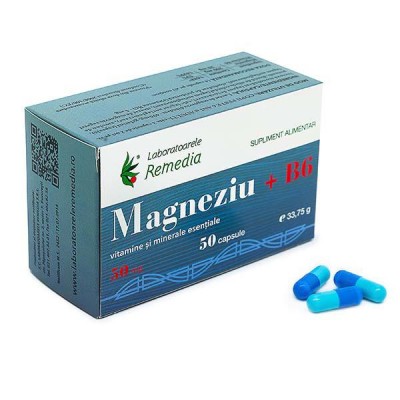 Magneziu+B6 50 miligrame 50 capsule Laboratoarele Remedia foto