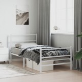 vidaXL Cadru de pat metalic cu tăblie de cap/picioare&nbsp; alb 107x203 cm