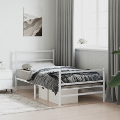 vidaXL Cadru de pat metalic cu tăblie de cap/picioare&nbsp; alb 107x203 cm 355428