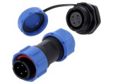 Conector circular tată-mamă 4 pini IP67 500V lipire, CONNFLY