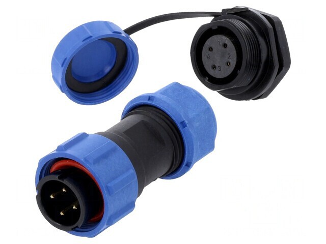 Conector circular tată-mamă 4 pini IP67 500V lipire