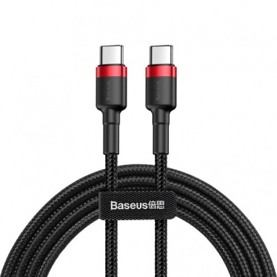 Cablu Date si Incarcare USB-C - USB-C Baseus Cafule, 60W, 1m, Rosu CATKLF-G91 foto
