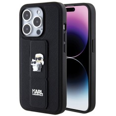 Husa originala iPhone 14 Pro Karl Lagerfeld Saffiano Gripstand, Karl&amp;amp;Choupette, KLHCP14LGSAKCPK foto