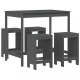 Cumpara ieftin Set mobilier bar pentru gradina, 5 piese, gri, lemn masiv pin