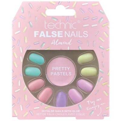 Set 24 Unghii False, Technic, False Nails, Squareletto, Pretty Pastels, Adeziv inclus foto