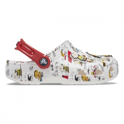 Saboti Crocs Peanuts Classic Clog Kids Alb - White/Multi foto