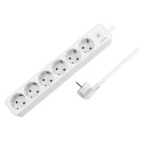 PRELUNGITOR LOGILINK, Schuko x 6, cablu 3G 1.5mm2, 230 V/16 A, 50 Hz, max. 3500 W, buton intrerupator iluminat, IP20, 1.5m, alb, &quot;LPS247&quot; (timbru verd