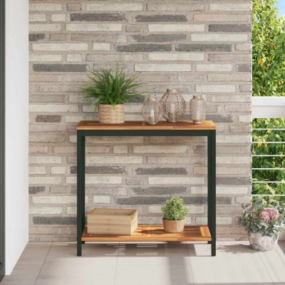 vidaXL Masă de exterior cu depozitare Natural și negru 80 x 35 x 75 cm foto