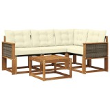 vidaXL Set de canapele de exterior cu pernă 5 pcs Natural și Crem 3381930