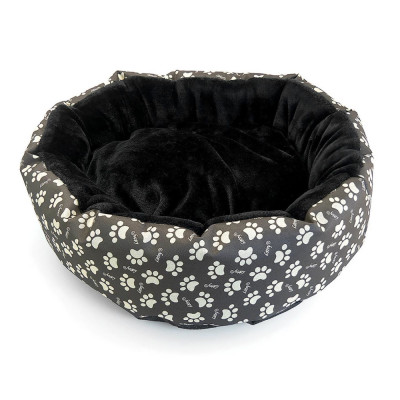 Culcus moale cu perna, pentru caine/pisica, culoare negru, impermeabil, baza antiderapanta, 50 cm foto