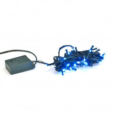 Instalatie electrica de Craciun pentru brad, lungime 5m, 50 becuri LED culoare albastru, 8 moduri de iluminare foto