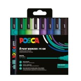 Set 8 markere UNI Posca PC-5M, varf rotund 1.8, 2.5 mm , culori reci