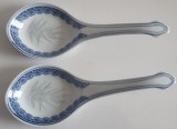 Linguri mari portelan, set doua bucati, pereche pentru servit salate, spoonrest