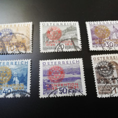 Serie rara timbre Austria, Rotary, (518-523), stampilat, perfecta, cota 360 euro