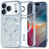 Husa MagSafe pentru Apple iPhone 17 Pro, Techsuit, Luxury Glitter, Bleu