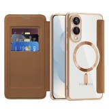 Husa Asteroid GSM SmartMag Book Case Piele Ecologica Samsung S25 Edge RFID MagSafe Maro