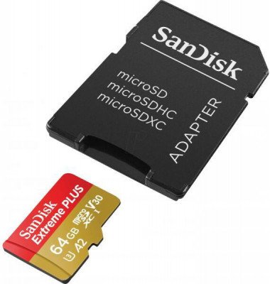 Card de memorie SanDisk, 64GB, UHS-I, Class 10, 80MB/s + Adaptor foto
