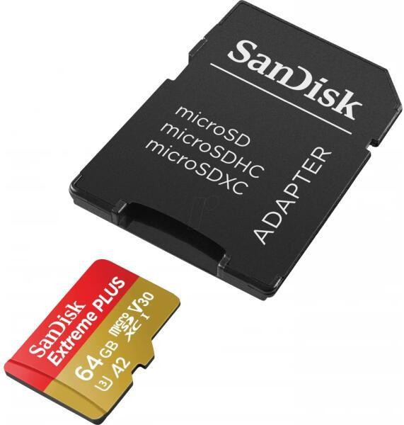 Card de memorie SanDisk, 64GB, UHS-I, Class 10, 80MB/s + Adaptor