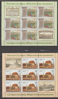 ROMANIA 2024 CLUJ-NAPOCA - 1900 Ani de atestare - Minicoli cu 7 timbre + 2 viniete diferite LP.2473mc MNH** foto